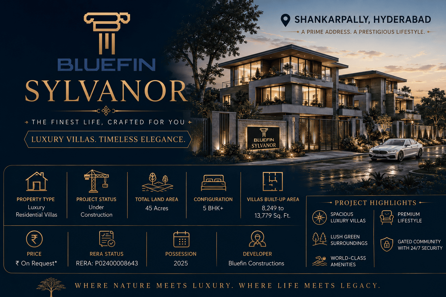 Bluefin Sylvanor Ultra-Luxury Villas in Mokila, Hyderabad